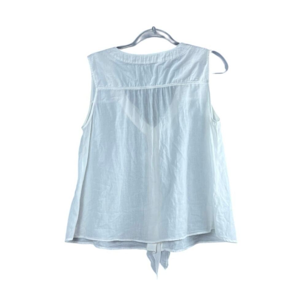 Cotelac Vintage 90s White Gauze Cotton Ruffle Button Top 8 - Picture 3 of 5